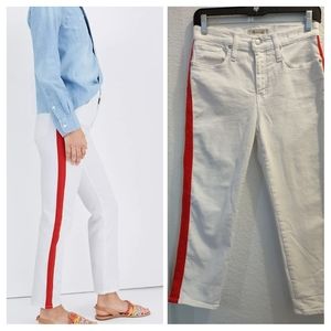 MADEWELL STOVEPIPE WHITE DENIM JEANS tuxedo stripe special edition sz petite 26